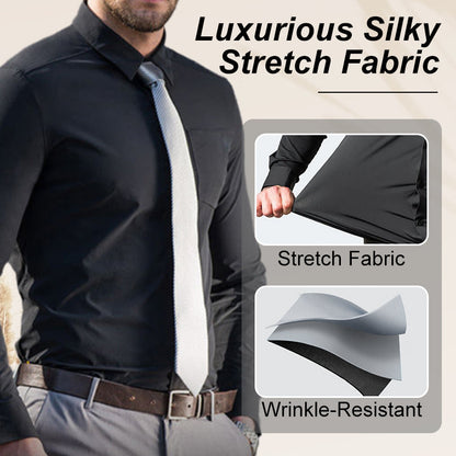 Men's Silky Wrinkle Resistant Solid Color Stretch Shirt