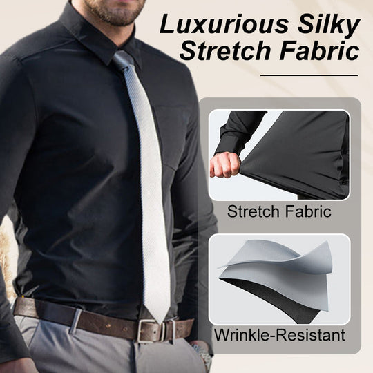 Men's Silky Wrinkle Resistant Solid Color Stretch Shirt
