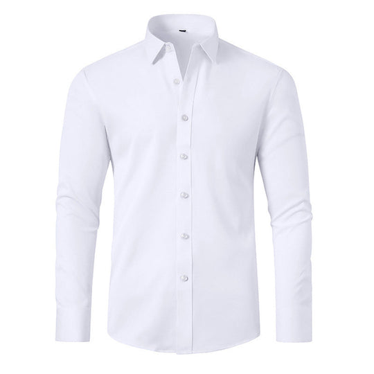 Men's Silky Wrinkle Resistant Solid Color Stretch Shirt