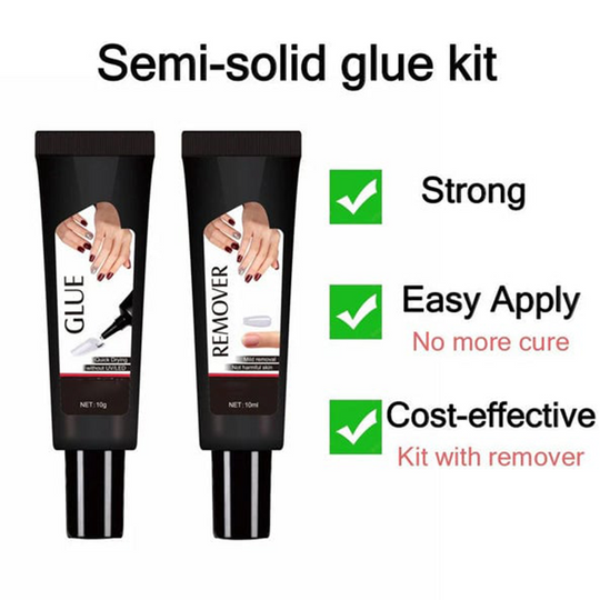 ✨ PROMO 50% OFF! 💅Semi-Liquid Nail Glue 10s Drying No UV – Anti-Drip Gel Ultra Strong Hold, Precision Remover 2-3min, Safe No Burning 🔥