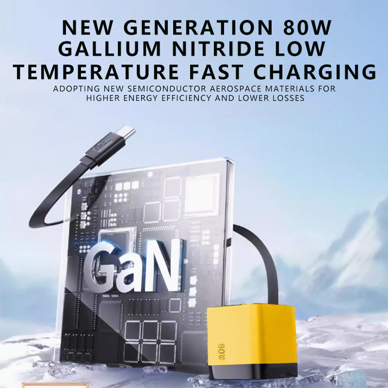 🔥Hot sale 50% OFF🔌80W Fast Charging Phone Charger Block with Retractable 80cm Type-C Cable