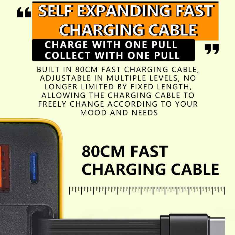 🔥Hot sale 50% OFF🔌80W Fast Charging Phone Charger Block with Retractable 80cm Type-C Cable