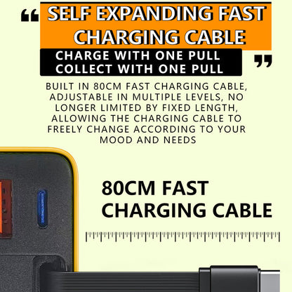 🔥Hot sale 50% OFF🔌80W Fast Charging Phone Charger Block with Retractable 80cm Type-C Cable