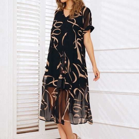 💥Special Sale 53% OFF💝✨Flowy V-Neck Printed Long Dress