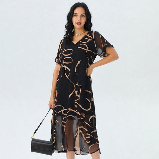 💥Special Sale 53% OFF💝✨Flowy V-Neck Printed Long Dress