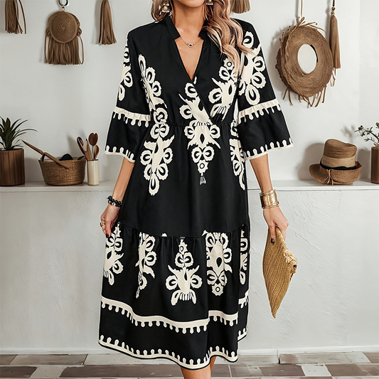 ⏳Time-limited Special⏰Printed V-Neck Casual Dress👗