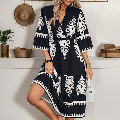 ⏳Time-limited Special⏰Printed V-Neck Casual Dress👗