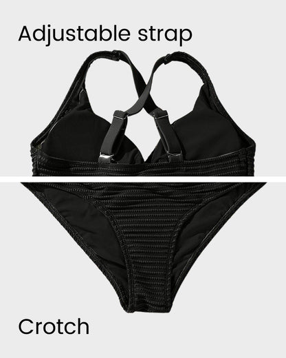 💃2025 New Type - 50% OFF 👙Textured Knot-Front High-Waisted Bikini Set