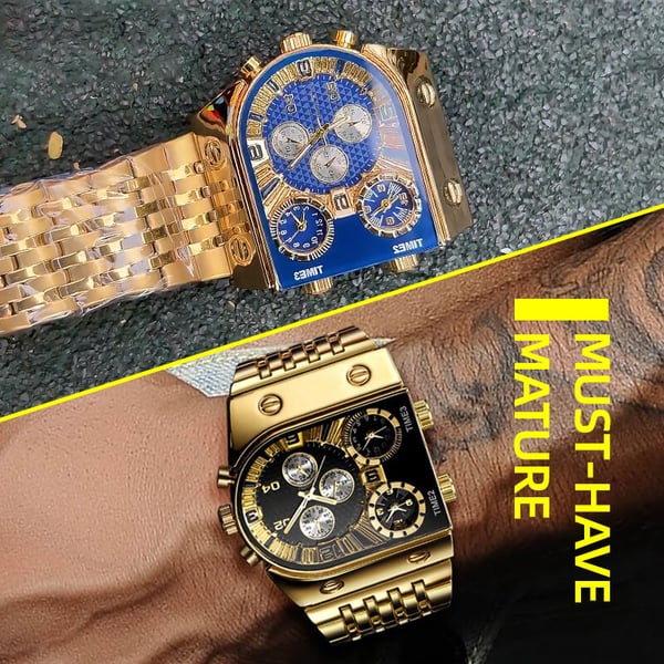 💼Pánske biznis hodinky | Veľký 51 mm ciferník | Skladacia spona zo zlata a nehrdzavejúcej ocele | Vodeodolné a štýlové