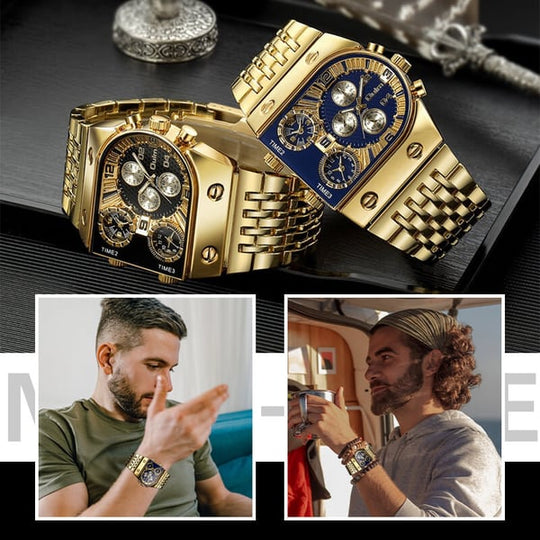 💼Pánske biznis hodinky | Veľký 51 mm ciferník | Skladacia spona zo zlata a nehrdzavejúcej ocele | Vodeodolné a štýlové