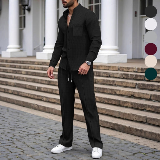 🎁2026 New Arrivals 50% OFF💥Men’s Casual Waffle Shirt Pants 2-Piece Set🔥Buy 2 Get Free Shipping