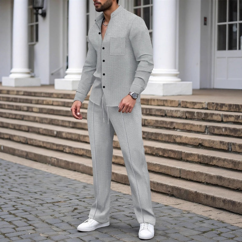 🎁2026 New Arrivals 50% OFF💥Men’s Casual Waffle Shirt Pants 2-Piece Set🔥Buy 2 Get Free Shipping