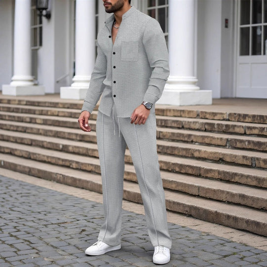 🎁2026 New Arrivals 50% OFF💥Men’s Casual Waffle Shirt Pants 2-Piece Set🔥Buy 2 Get Free Shipping