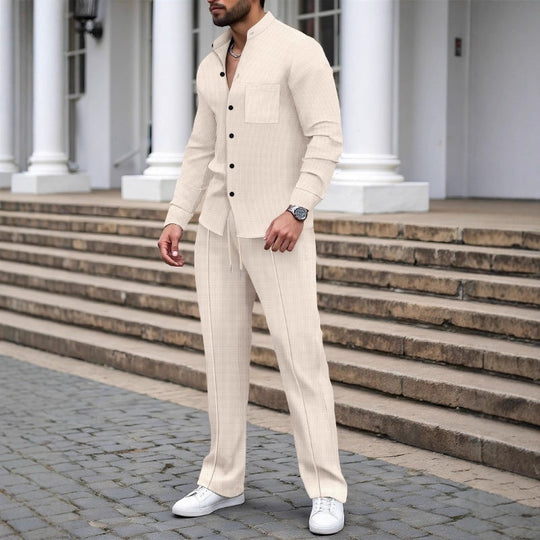 🎁2026 New Arrivals 50% OFF💥Men’s Casual Waffle Shirt Pants 2-Piece Set🔥Buy 2 Get Free Shipping