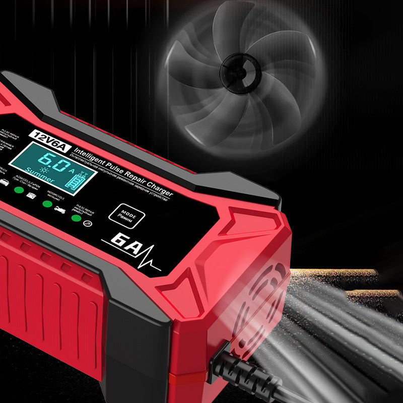 🔋 60% OFF! ⚡ SMART BATTERY CHARGER - Universal for Car & Motorcycle, Auto Voltage Detection, Overcharge Protection, LCD Display & Compact Design 🚗🏍️