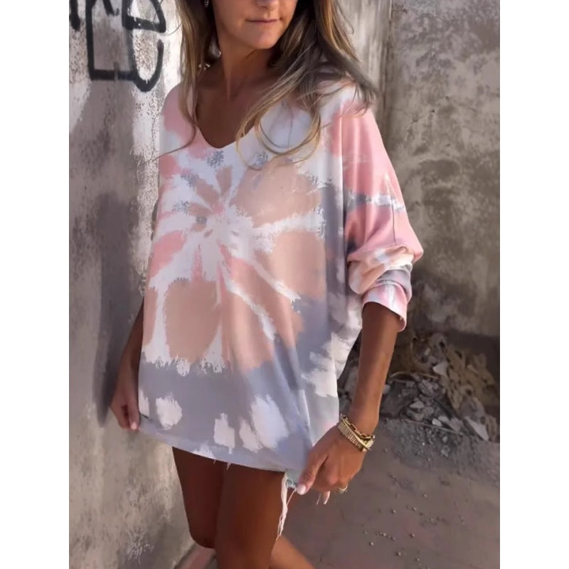🔥Promoção Imperdível: 50% de desconto🌸Camiseta feminina tie-dye oversized