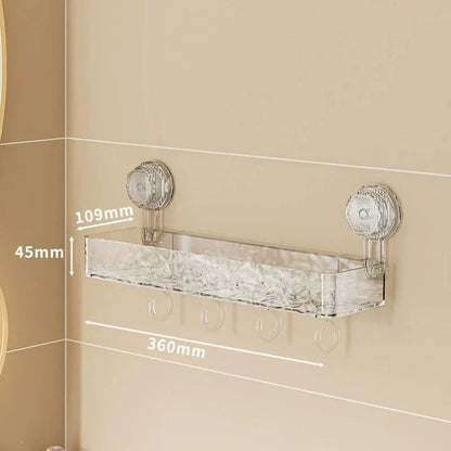 🔥 Hot Sale 50% OFF 🔥Wall Mounted Removable Suction Cup Shelf with Hooks