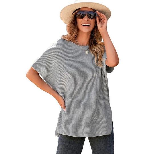 🌸Women’s Loose Short Sleeve Knit Top – Soft, Breathable & Versatile for Daily Casual