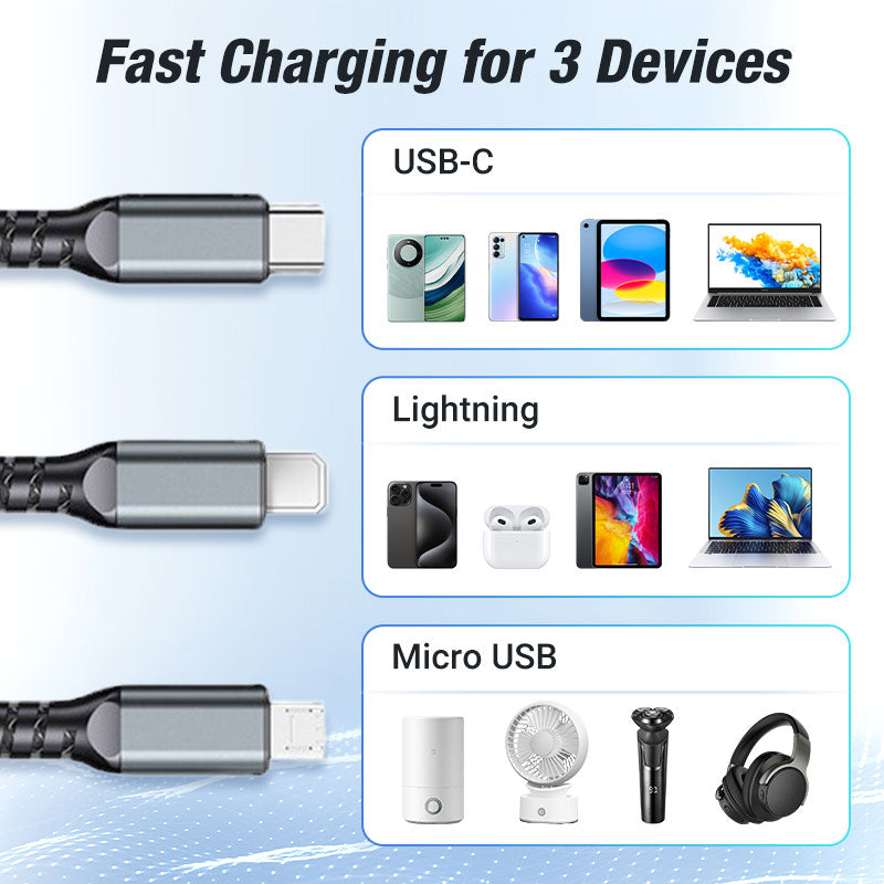 🔥Transparent Luminous 3-in-1 Super Fast Charging Cable🔥