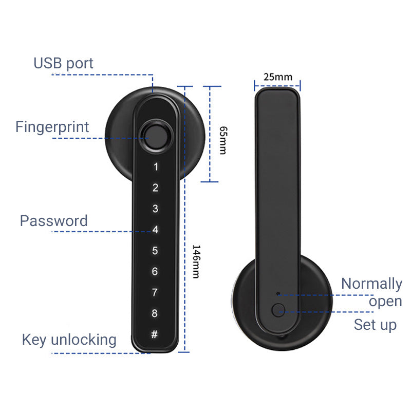 🔥2025 Hot Sale🔥Fingerprint Smart Door Lock Handle With Bluetooth APP Control