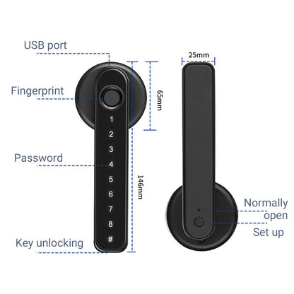 🔥2025 Hot Sale🔥Fingerprint Smart Door Lock Handle With Bluetooth APP Control