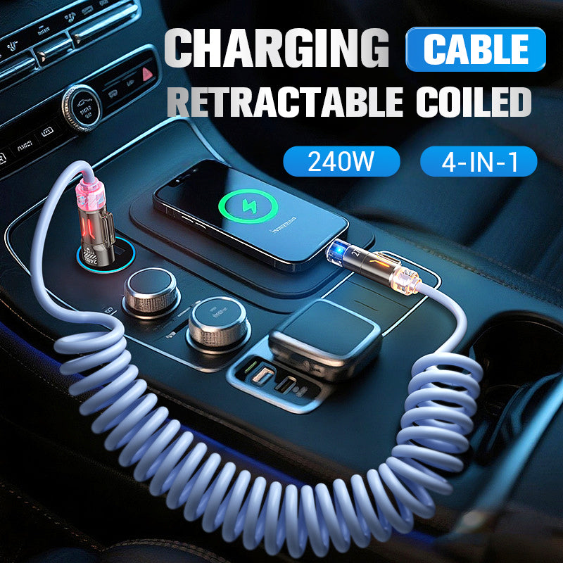 🏆Flash Sale⚡50K+ SOLD! 💥240W 4-in-1 Retractable Coiled Charging Cable