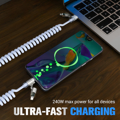 🏆Flash Sale⚡50K+ SOLD! 💥240W 4-in-1 Retractable Coiled Charging Cable