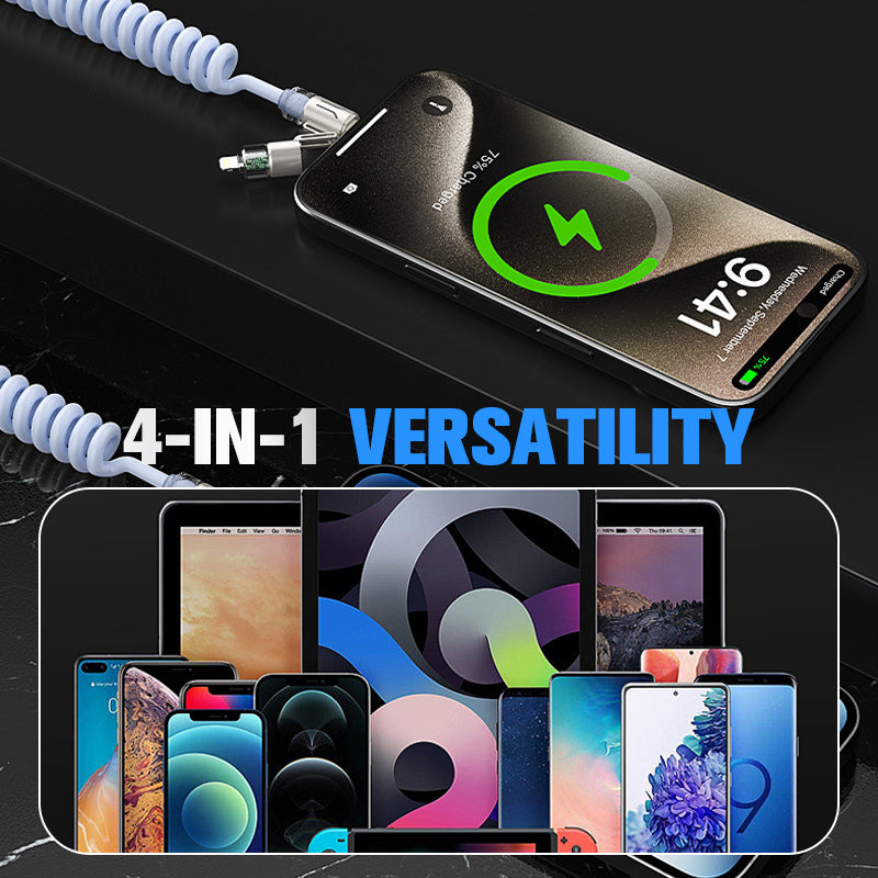 🏆Flash Sale⚡50K+ SOLD! 💥240W 4-in-1 Retractable Coiled Charging Cable