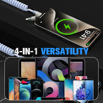 🏆Flash Sale⚡50K+ SOLD! 💥240W 4-in-1 Retractable Coiled Charging Cable