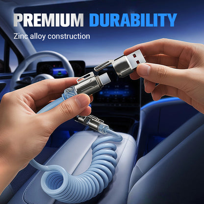 🏆Flash Sale⚡50K+ SOLD! 💥240W 4-in-1 Retractable Coiled Charging Cable