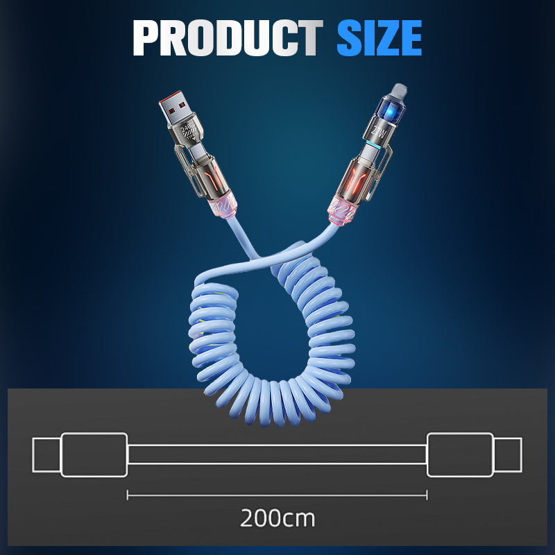 🏆Flash Sale⚡50K+ SOLD! 💥240W 4-in-1 Retractable Coiled Charging Cable