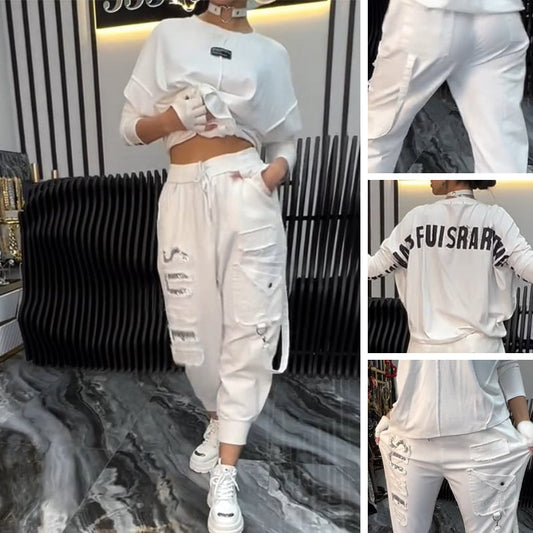 Women's Casual Letter Print Top & Pants Two-Piece Set