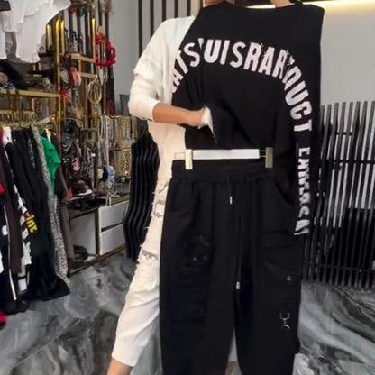 Women's Casual Letter Print Top & Pants Two-Piece Set
