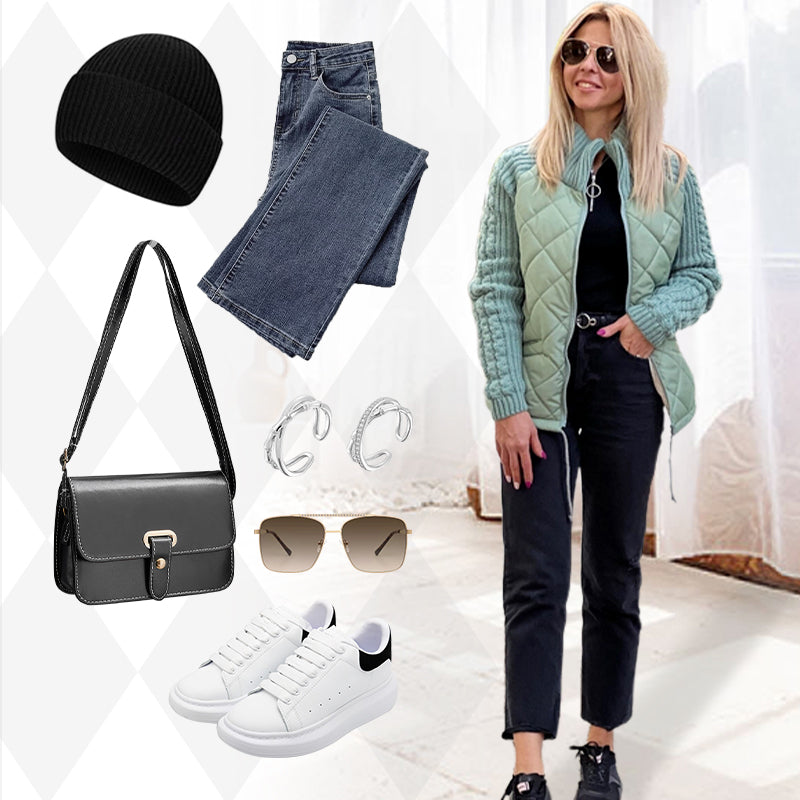 Women's Knit Patchwork Puffy Jacket