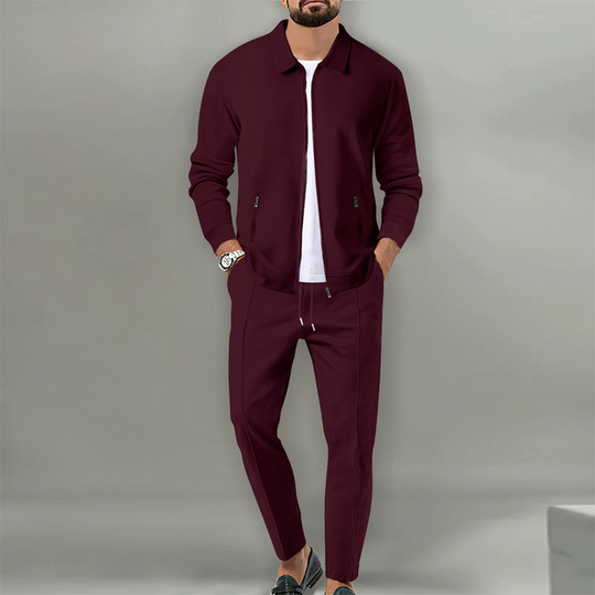 Men’s Stylish Lapel Jacket & Jogger Pants 2-Piece Set