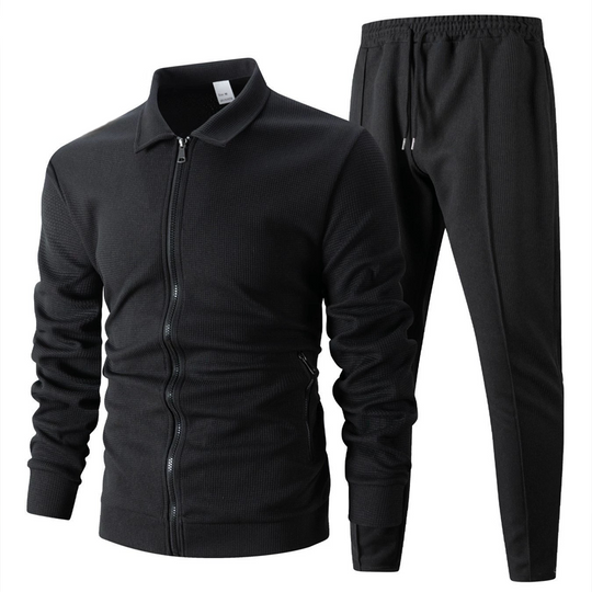 Men’s Stylish Lapel Jacket & Jogger Pants 2-Piece Set