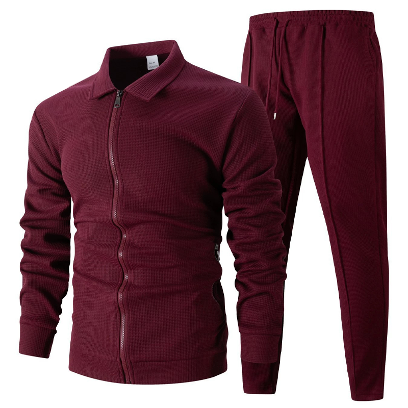 Men’s Stylish Lapel Jacket & Jogger Pants 2-Piece Set