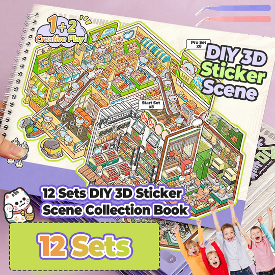 12 Sets DIY 3D Sticker Scene Collection Book