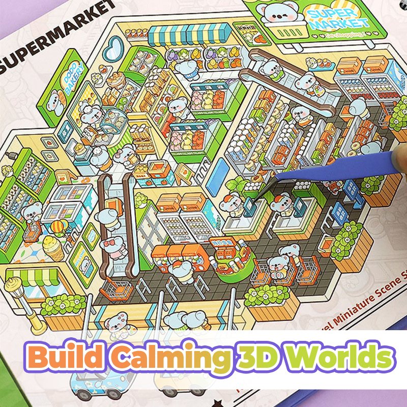 12 Sets DIY 3D Sticker Scene Collection Book