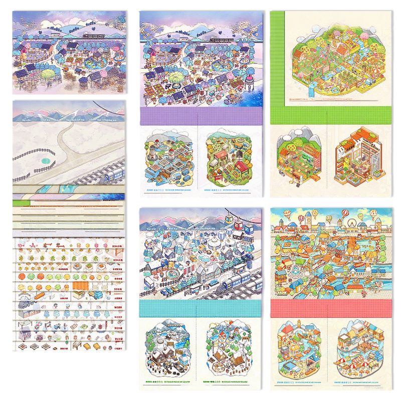 12 Sets DIY 3D Sticker Scene Collection Book