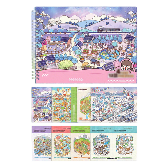 12 Sets DIY 3D Sticker Scene Collection Book