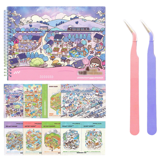 12 Sets DIY 3D Sticker Scene Collection Book