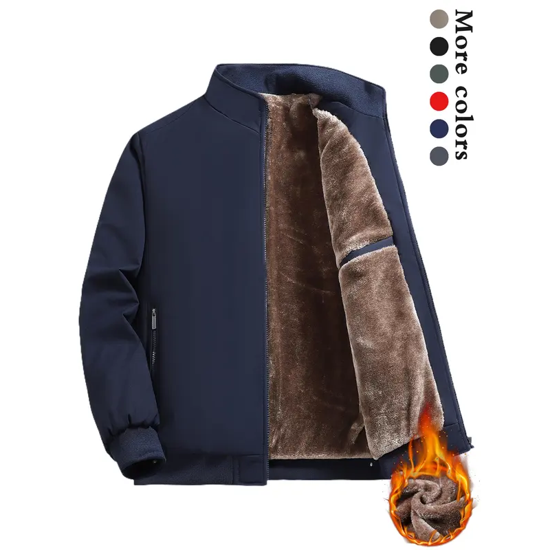 Men's Solid Color Zip Up Warm Jacket -💪Anti-wrinkle, windproof, rainproof and snowproof!