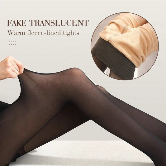 🔥Flash Sale 49% OFF!!⚡20K+ SOLD! 🏆Flawless Legs Fake Translucent Warm Plush Lined Elastic Tights