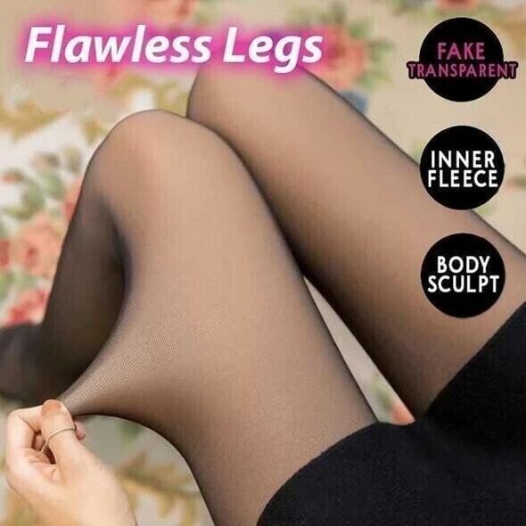 🔥Flash Sale 49% OFF!!⚡20K+ SOLD! 🏆Flawless Legs Fake Translucent Warm Plush Lined Elastic Tights