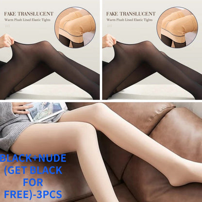🔥Flash Sale 49% OFF!!⚡20K+ SOLD! 🏆Flawless Legs Fake Translucent Warm Plush Lined Elastic Tights