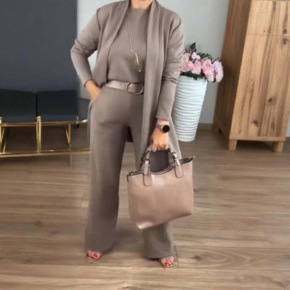 ✈️Free Shipping✈️Elegant Longline Cardigan & Top & Pants 3-Pieces Set