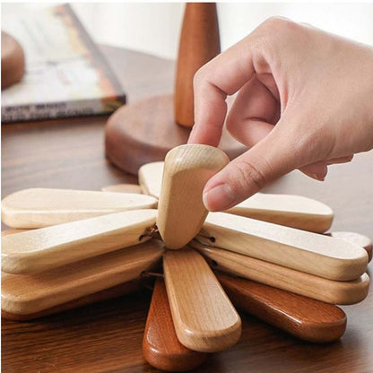 Wooden Tree-Shaped Trivet with Star or Apple