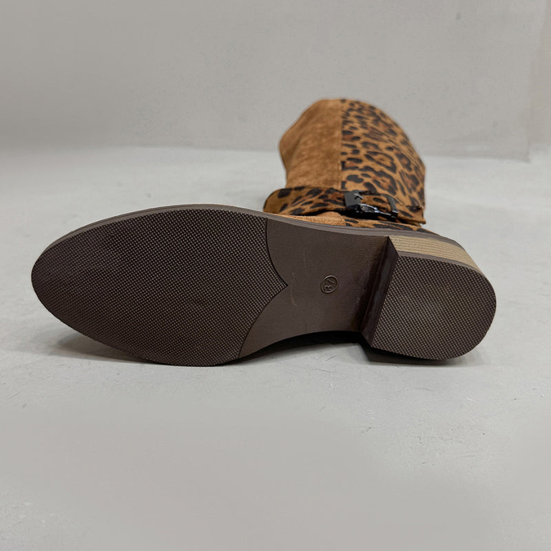 🔥50% zniżki, do wyczerpania zapasów! 🎉Damskie buty jeździeckie z nadrukiem w panterkę