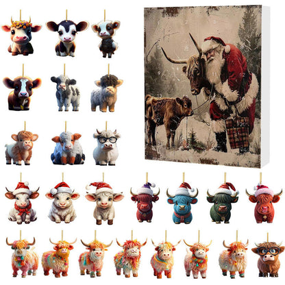 🎄Christmas Sale 50% OFF🎉Advent Calendar with Highland Cow Design